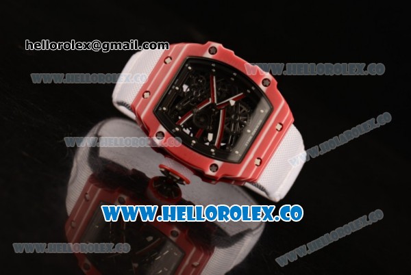 Richard Mille RM 67-02 Miyota 9015 Automatic PVD Case with Black Dial and White Nylon Strap - Click Image to Close